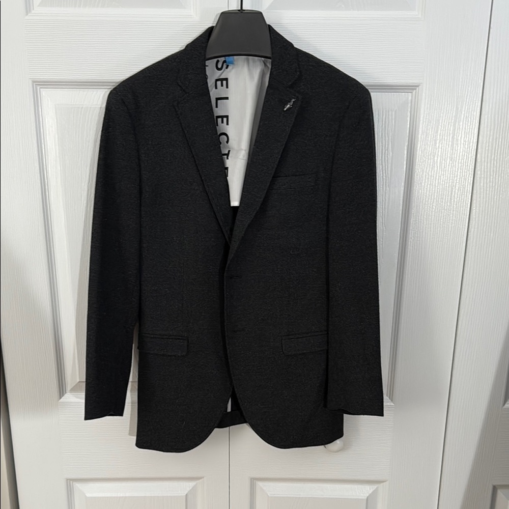 Unlined Casual Charcoal Sport Coat with Notched Lapels
